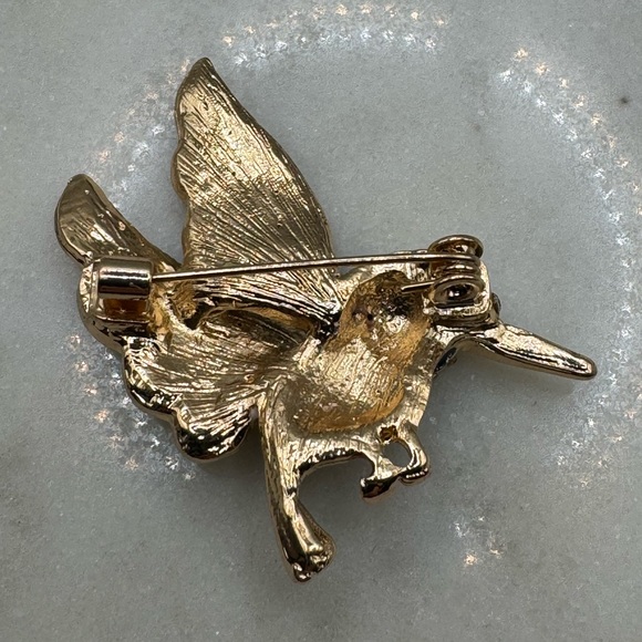 3/$20 Sparkly Hummingbird Metallic Pearlescent Pin Brooch Gold-tone - Picture 7 of 7